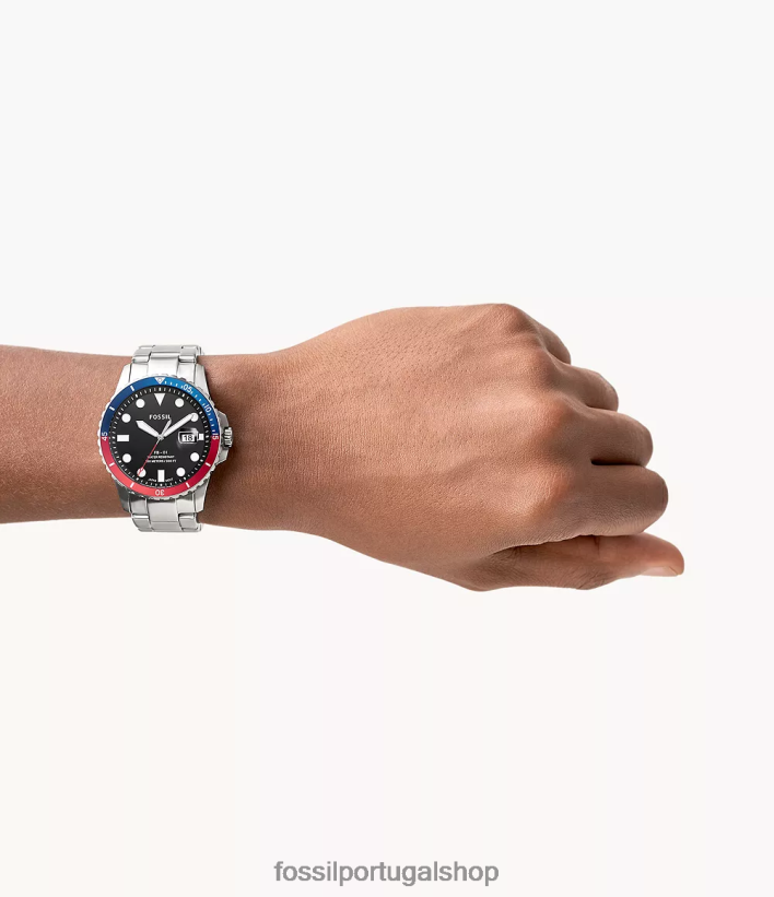 Fossil homens fb-01 relógio de aço inoxidável com data de três ponteiros tom prata assistir 40NJ6Z1359