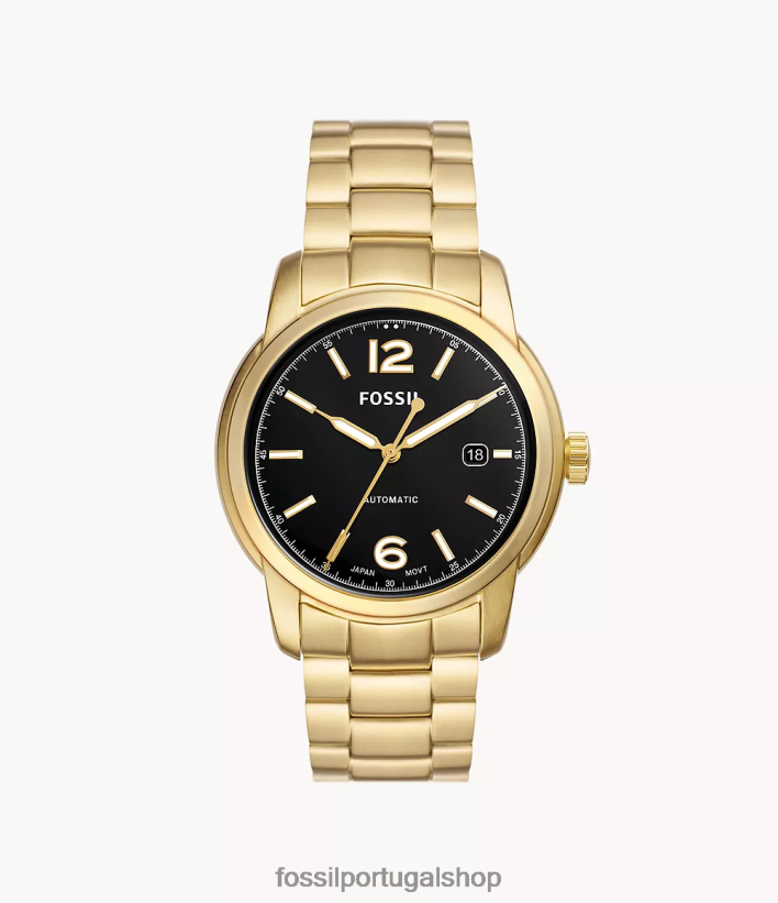 Fossil homens relógio automático de aço inoxidável legado tom de ouro assistir 40NJ6Z1382