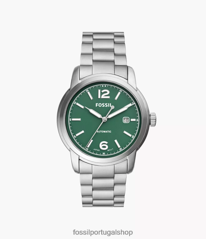 Fossil homens relógio automático de aço inoxidável legado tom prata assistir 40NJ6Z1365