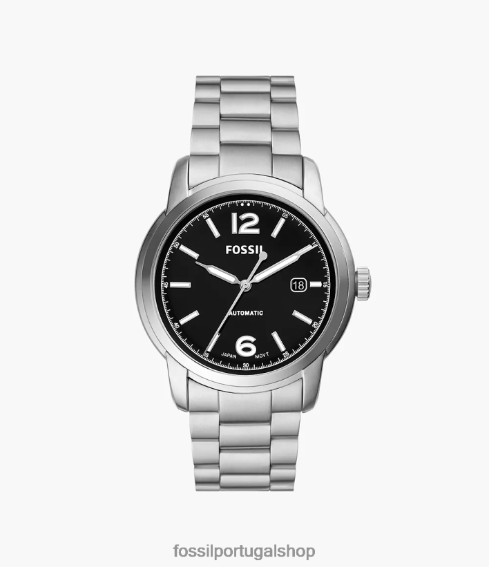 Fossil homens relógio automático de aço inoxidável legado tom prata assistir 40NJ6Z1384