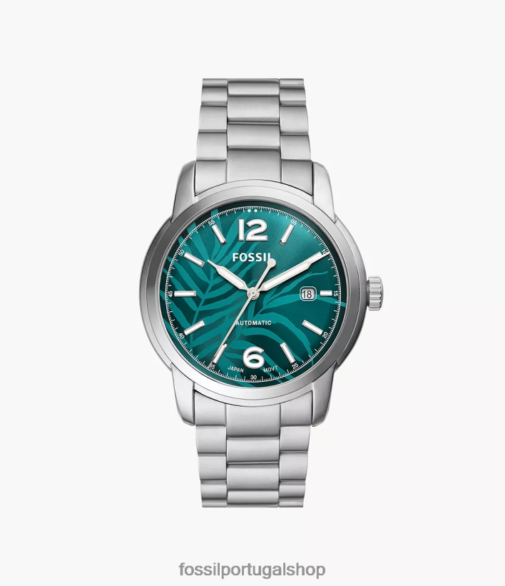 Fossil homens relógio automático de aço inoxidável legado tom prata assistir 40NJ6Z1385