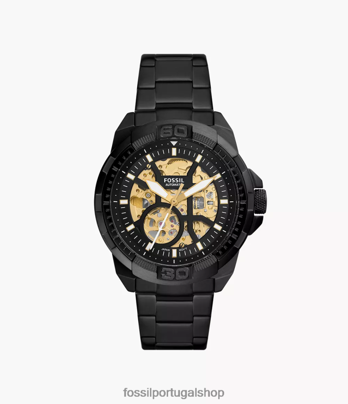 Fossil homens relógio bronson automático em aço inoxidável preto assistir 40NJ6Z1374