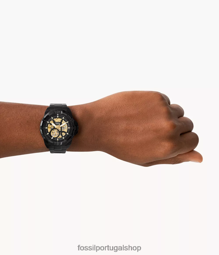 Fossil homens relógio bronson automático em aço inoxidável preto assistir 40NJ6Z1374