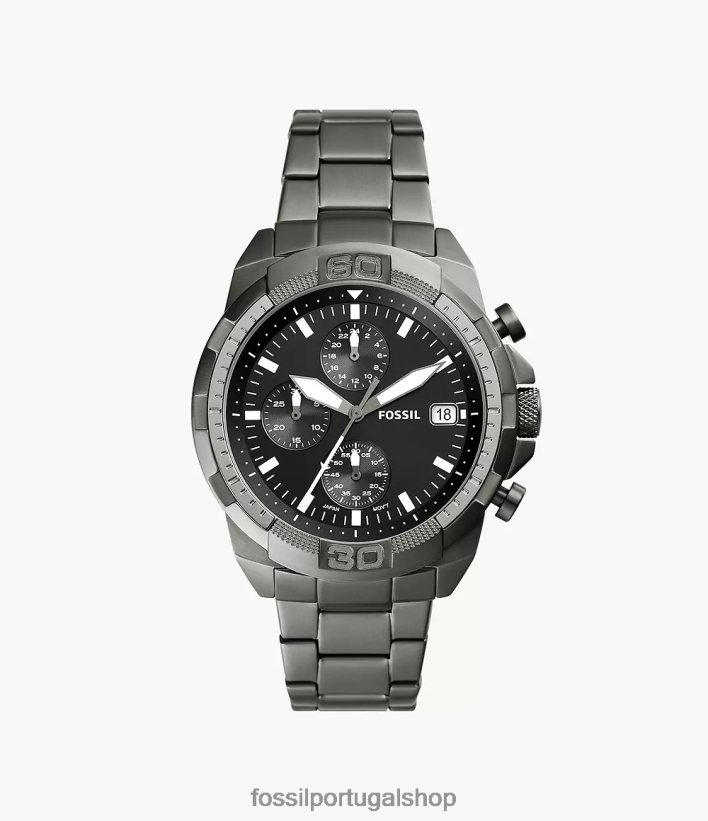 Fossil homens relógio bronson cronógrafo em aço inoxidável fumaça assistir 40NJ6Z1341
