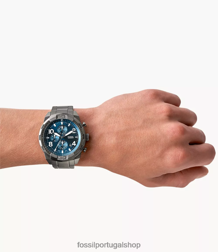 Fossil homens relógio bronson cronógrafo em aço inoxidável fumaça assistir 40NJ6Z1355