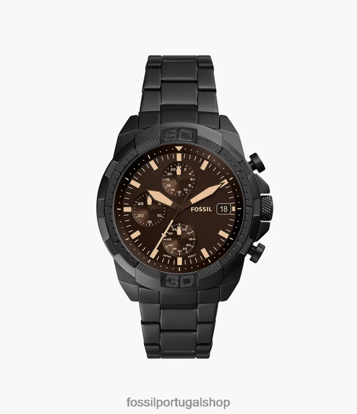 Fossil homens relógio bronson cronógrafo em aço inoxidável preto assistir 40NJ6Z1340