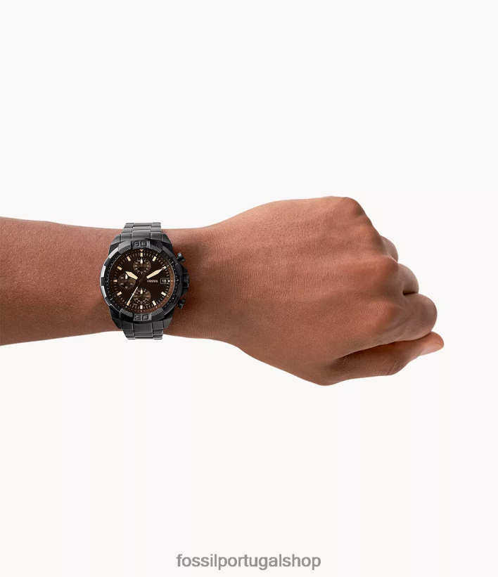Fossil homens relógio bronson cronógrafo em aço inoxidável preto assistir 40NJ6Z1340