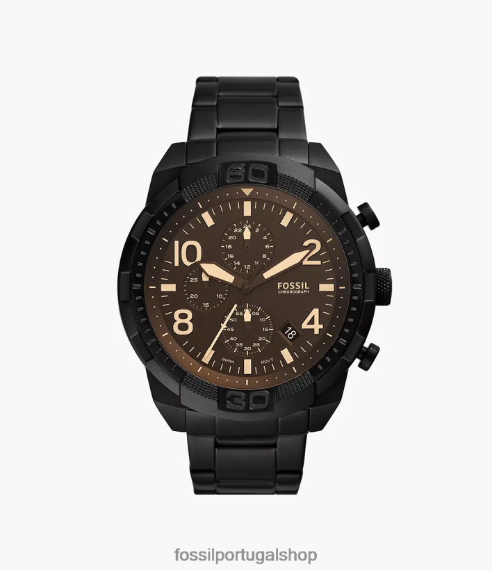 Fossil homens relógio bronson cronógrafo em aço inoxidável preto assistir 40NJ6Z1342