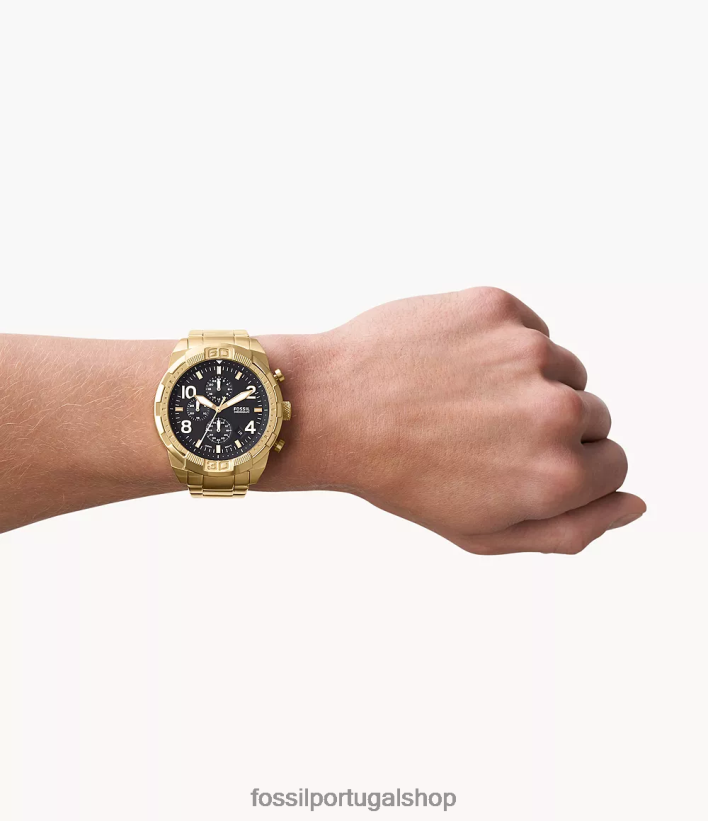 Fossil homens relógio bronson cronógrafo em aço inoxidável tom de ouro assistir 40NJ6Z1339