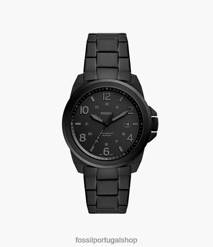 Fossil homens relógio bronson de três ponteiros em aço inoxidável preto assistir 40NJ6Z1349