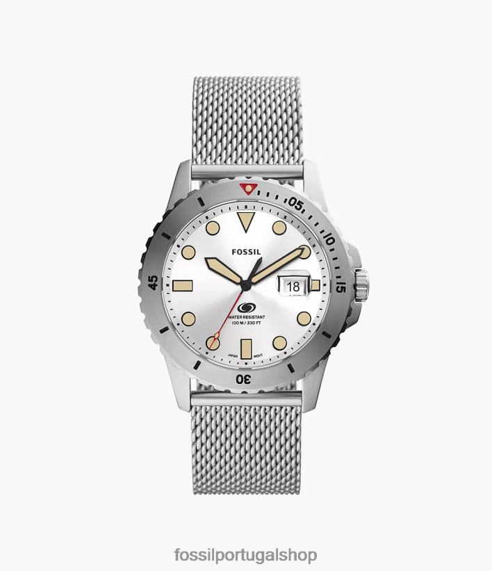 Fossil homens relógio com três ponteiros e data em malha de aço inoxidável azul assistir 40NJ6Z1599
