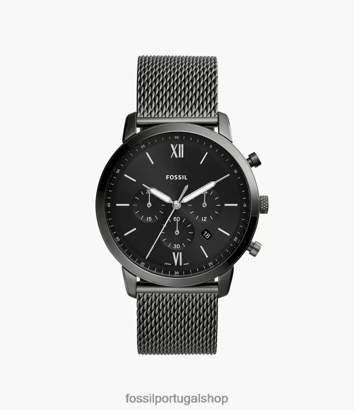 Fossil homens relógio de malha de aço inoxidável cronógrafo neutro fumaça assistir 40NJ6Z1371