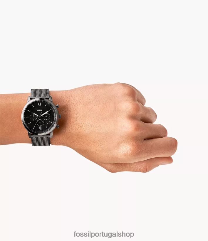 Fossil homens relógio de malha de aço inoxidável cronógrafo neutro fumaça assistir 40NJ6Z1371