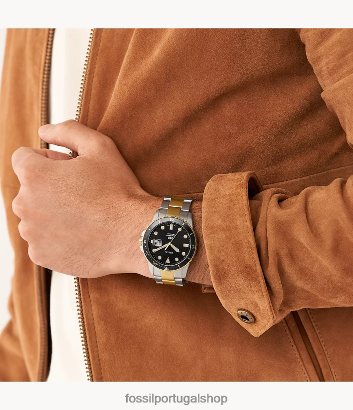 Fossil homens relógio de três ponteiros em aço inoxidável com data azul assistir 40NJ6Z1369