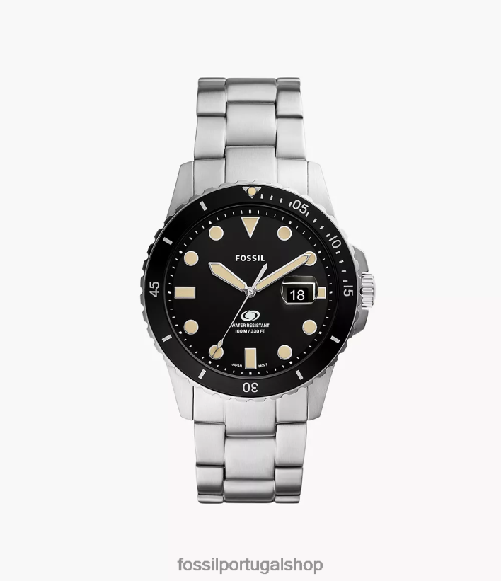 Fossil homens relógio de três ponteiros em aço inoxidável com data azul assistir 40NJ6Z1378