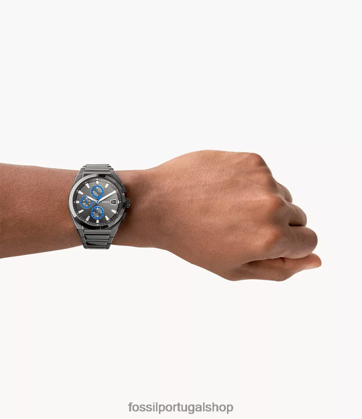 Fossil homens relógio everett cronógrafo em aço inoxidável fumaça assistir 40NJ6Z1377