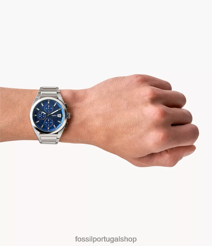 Fossil homens relógio everett cronógrafo em aço inoxidável tom prata assistir 40NJ6Z1373