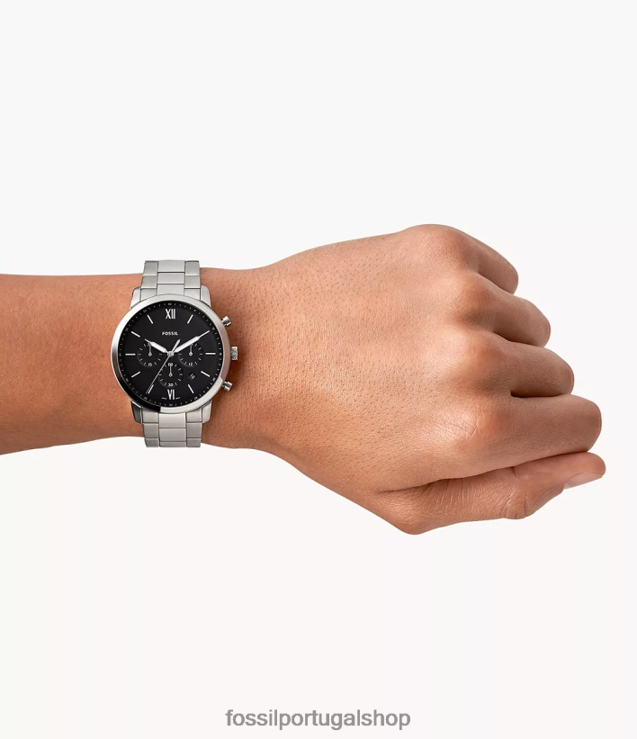 Fossil homens relógio neutro cronógrafo em aço inoxidável prata assistir 40NJ6Z1338