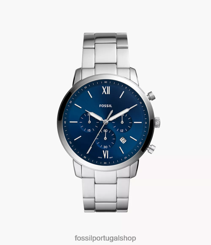 Fossil homens relógio neutro cronógrafo em aço inoxidável tom prata assistir 40NJ6Z1343