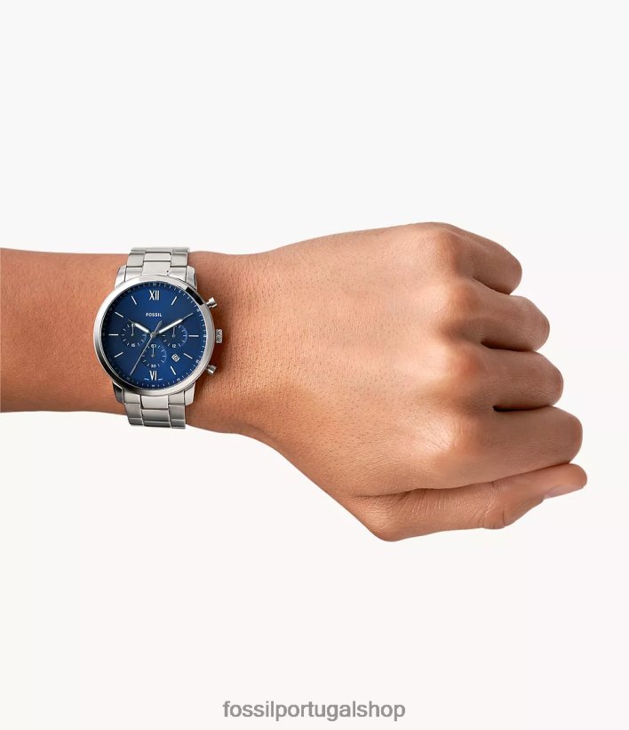 Fossil homens relógio neutro cronógrafo em aço inoxidável tom prata assistir 40NJ6Z1343