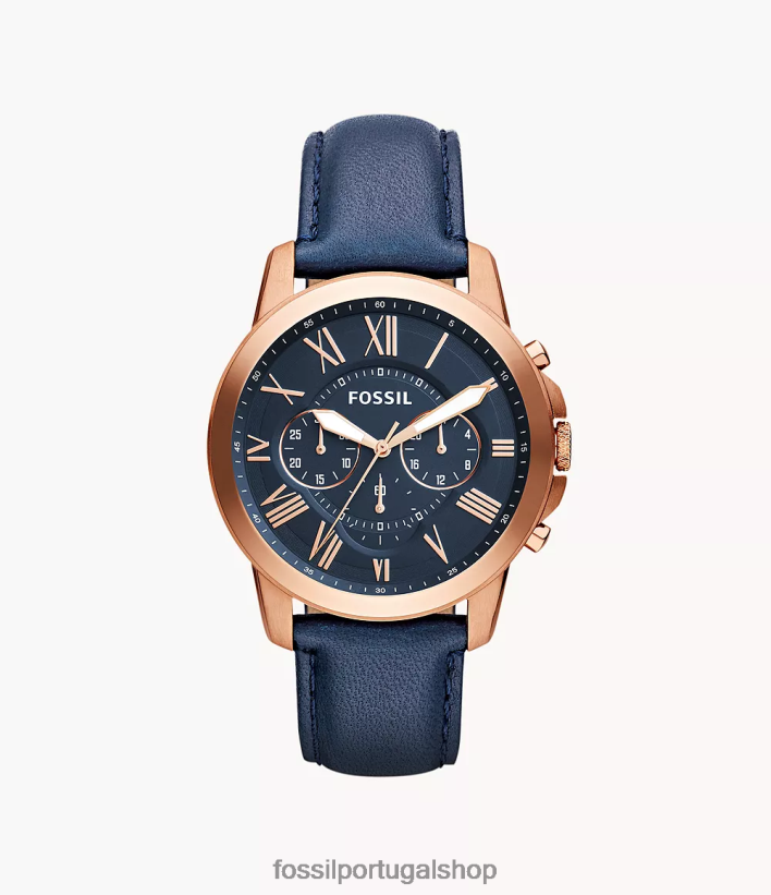 Fossil homens conceder relógio de couro cronógrafo marinha assistir 40NJ6Z1453