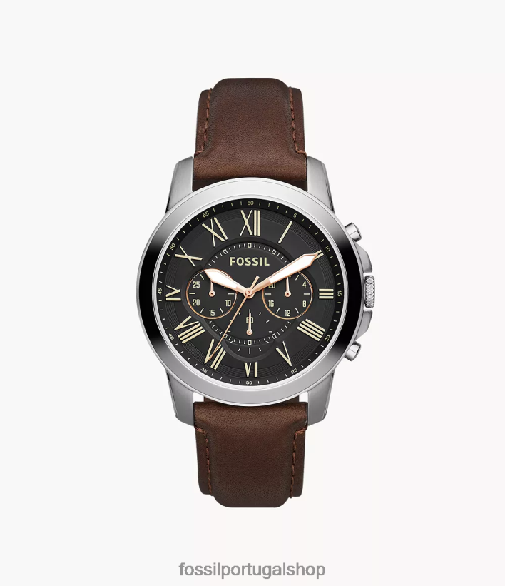 Fossil homens conceder relógio de couro cronógrafo marrom assistir 40NJ6Z1424