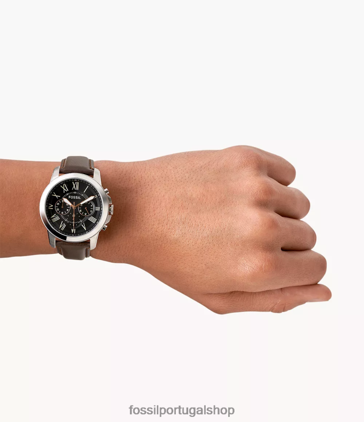 Fossil homens conceder relógio de couro cronógrafo marrom assistir 40NJ6Z1424