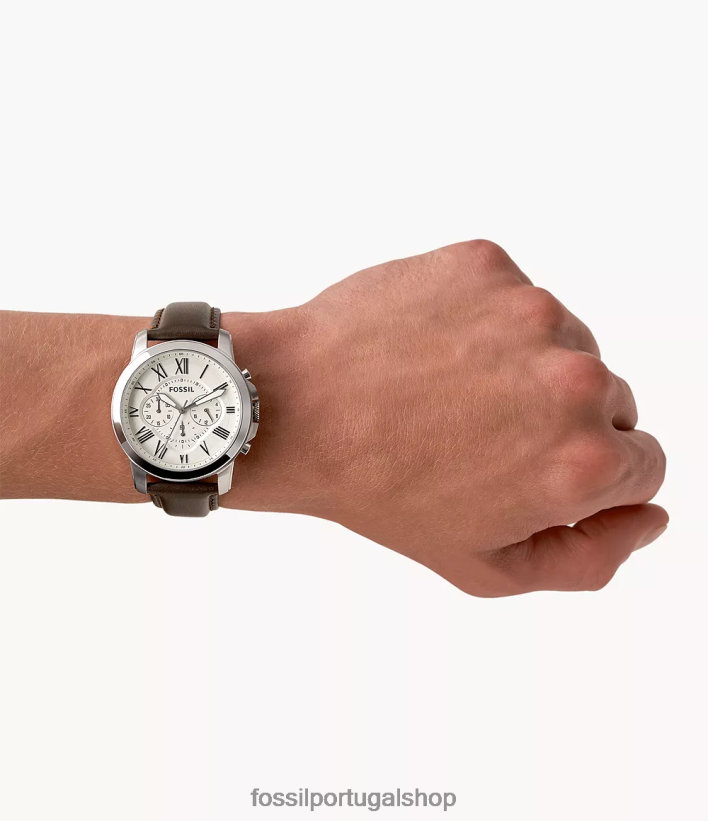 Fossil homens conceder relógio de couro cronógrafo marrom assistir 40NJ6Z1451