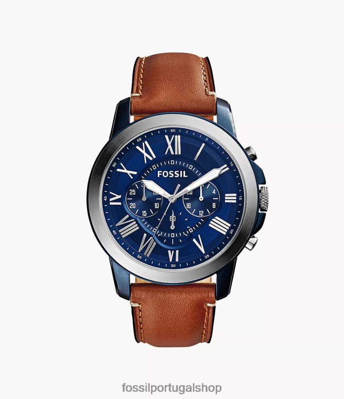 Fossil homens conceder relógio de couro leve cronógrafo marrom assistir 40NJ6Z1446