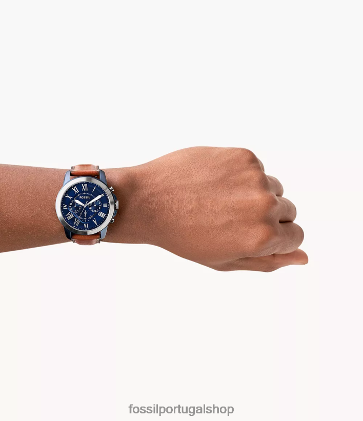 Fossil homens conceder relógio de couro leve cronógrafo marrom assistir 40NJ6Z1446