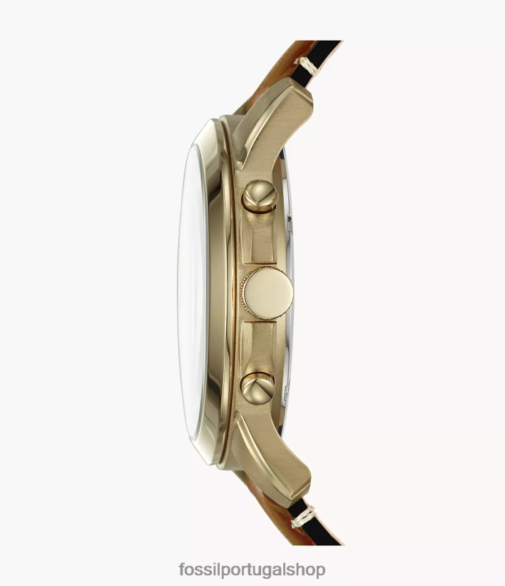 Fossil homens grant esporte cronógrafo bagagem couro relógio marrom claro assistir 40NJ6Z1434