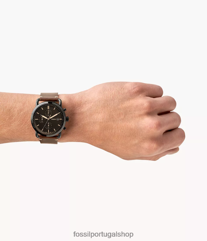 Fossil homens o relógio de couro cronógrafo suburbano marrom assistir 40NJ6Z1607