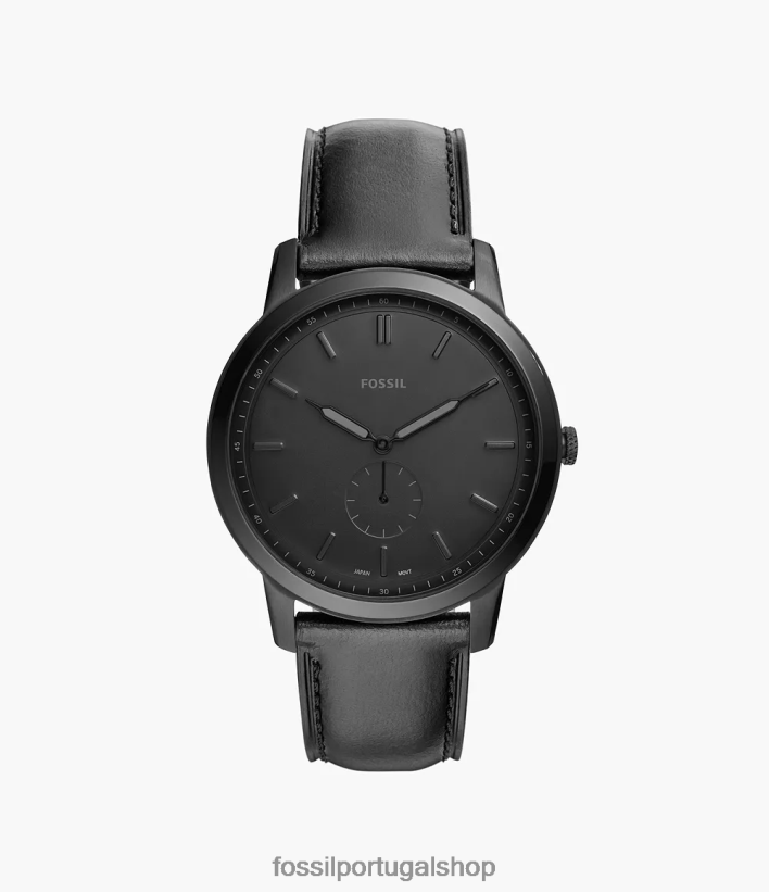 Fossil homens o relógio minimalista de couro de dois ponteiros preto assistir 40NJ6Z1399