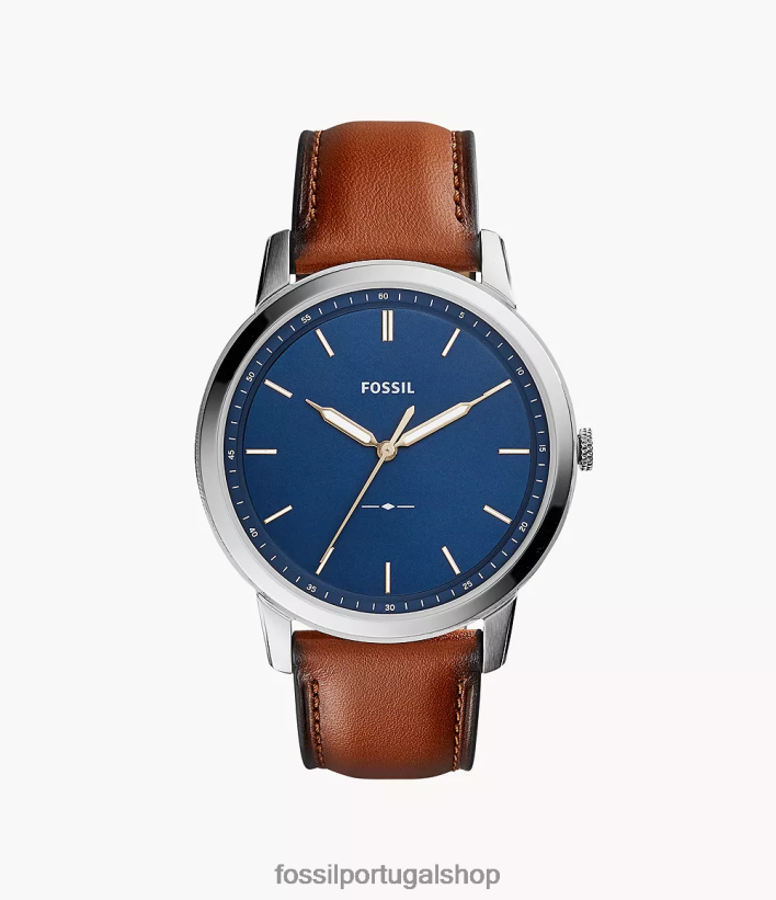 Fossil homens o relógio minimalista e fino de couro com três ponteiros marrom claro assistir 40NJ6Z1403