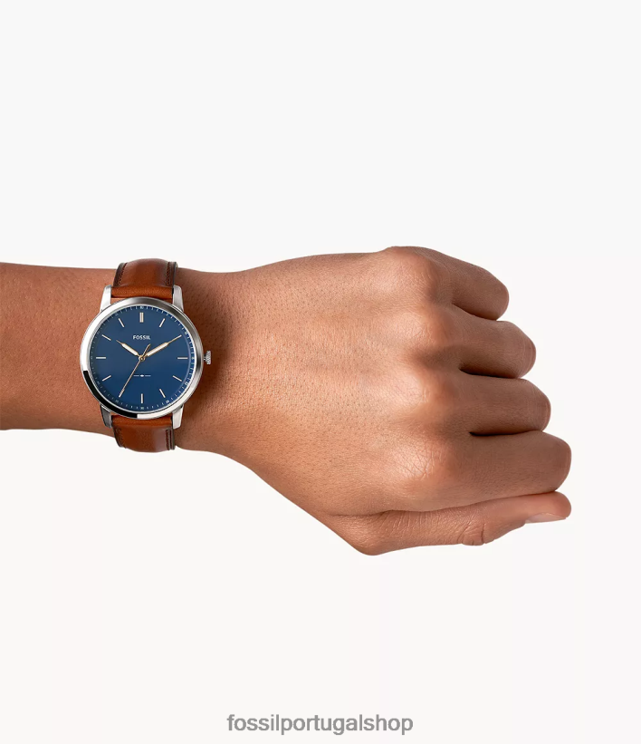 Fossil homens o relógio minimalista e fino de couro com três ponteiros marrom claro assistir 40NJ6Z1403