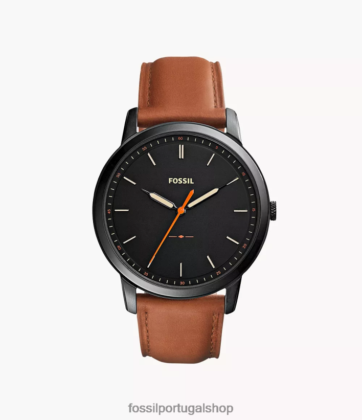Fossil homens o relógio minimalista e fino de couro com três ponteiros marrom claro assistir 40NJ6Z1406