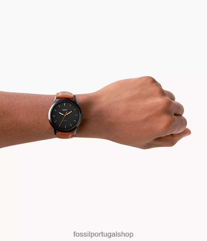 Fossil homens o relógio minimalista e fino de couro com três ponteiros marrom claro assistir 40NJ6Z1406