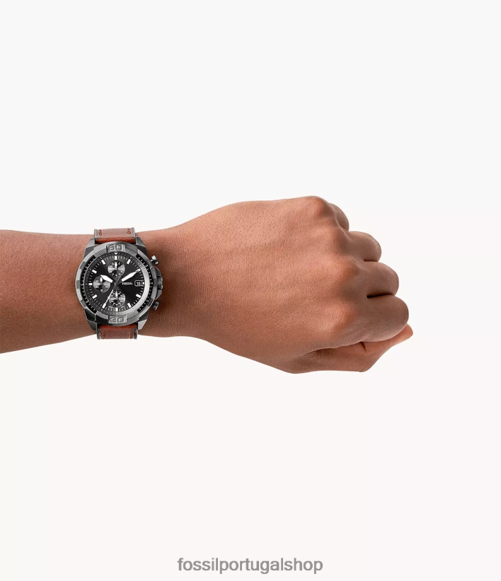 Fossil homens relógio bronson cronógrafo couro litehide marrom assistir 40NJ6Z1394