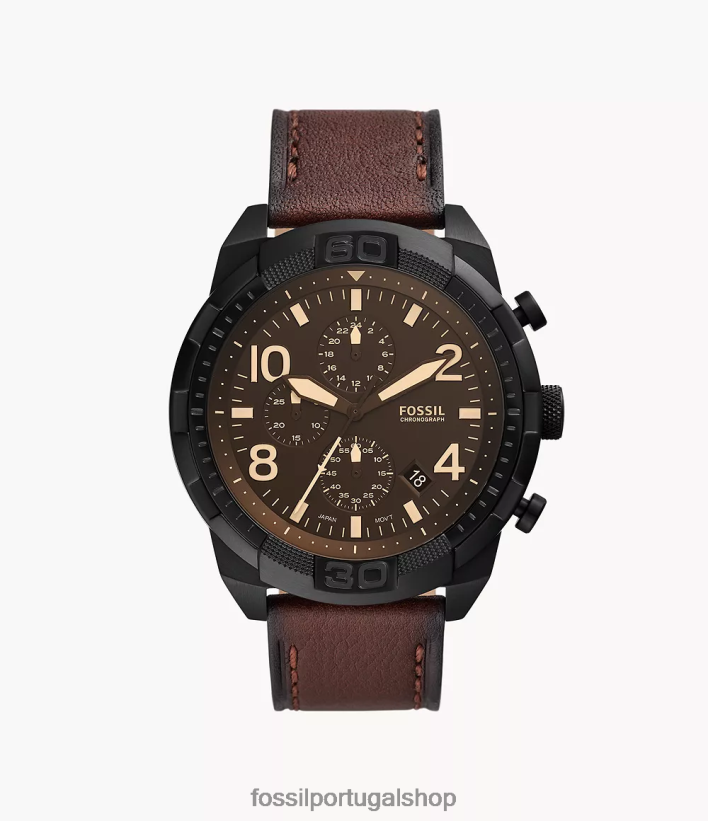 Fossil homens relógio bronson cronógrafo couro litehide marrom escuro assistir 40NJ6Z1395