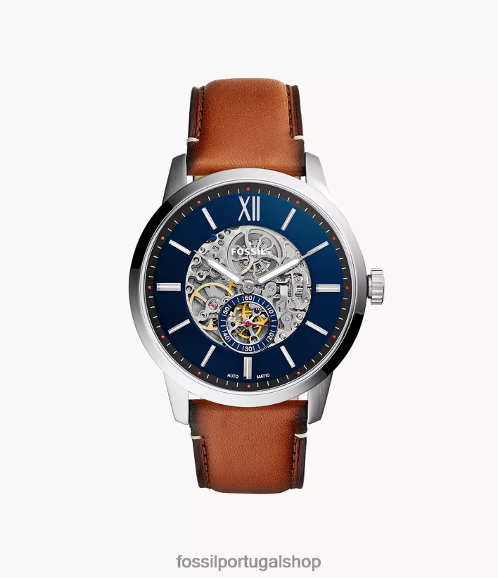 Fossil homens relógio de couro automático de 48mm do cidadão marrom claro assistir 40NJ6Z1415