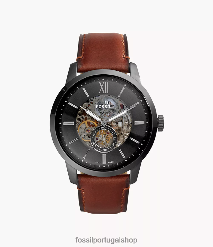 Fossil homens relógio de couro automático de 48mm do cidadão âmbar assistir 40NJ6Z1407