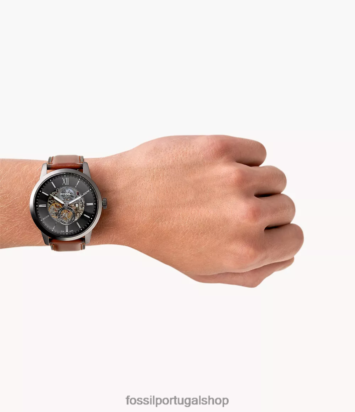 Fossil homens relógio de couro automático de 48mm do cidadão âmbar assistir 40NJ6Z1407