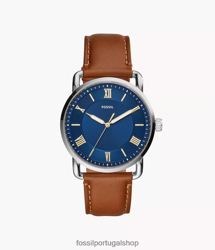 Fossil homens relógio de couro com três ponteiros copeland de 42 mm bagagem assistir 40NJ6Z1449