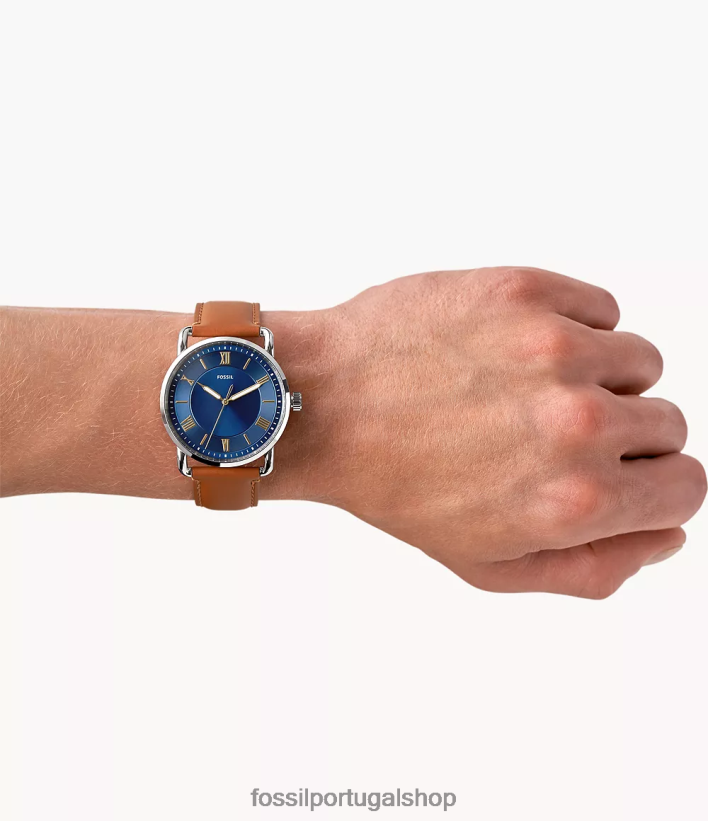 Fossil homens relógio de couro com três ponteiros copeland de 42 mm bagagem assistir 40NJ6Z1449