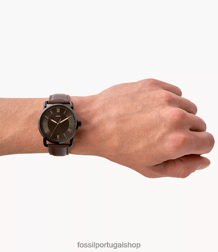 Fossil homens relógio de couro com três ponteiros copeland de 42 mm marrom assistir 40NJ6Z1426