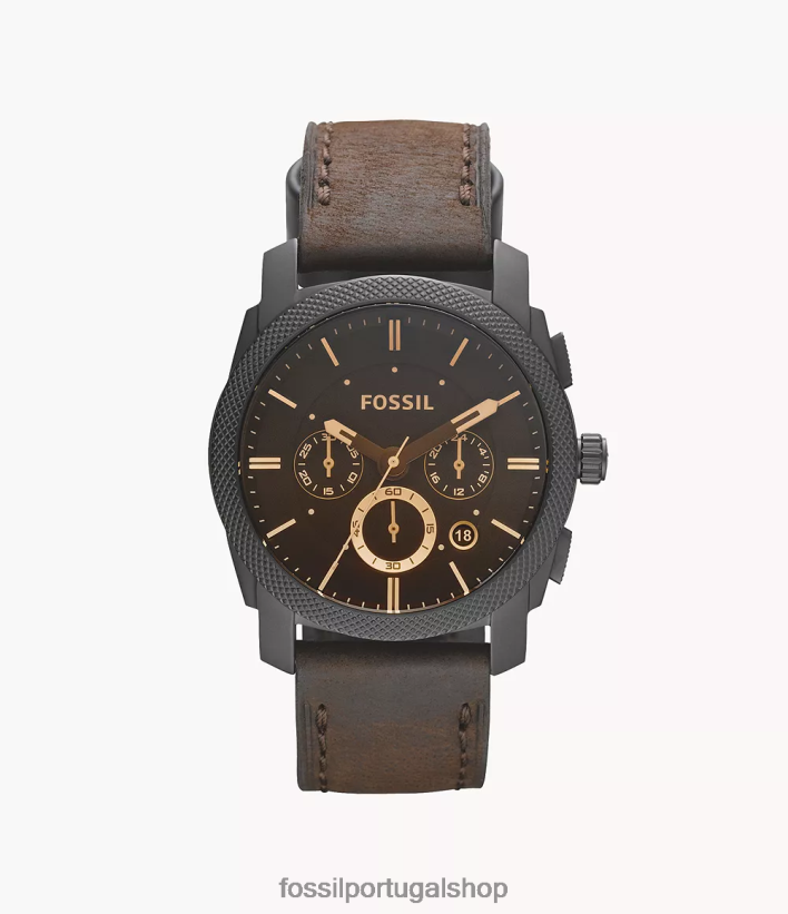 Fossil homens relógio de couro cronógrafo de tamanho médio com máquina marrom assistir 40NJ6Z1435