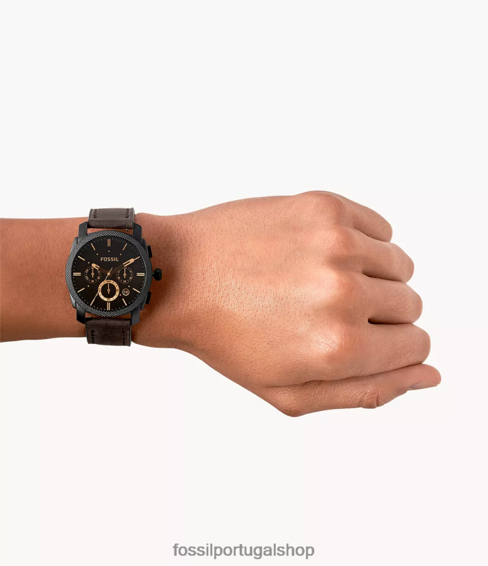 Fossil homens relógio de couro cronógrafo de tamanho médio com máquina marrom assistir 40NJ6Z1435