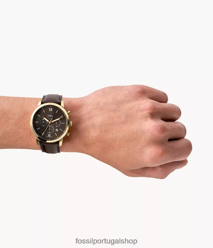 Fossil homens relógio de couro cronógrafo neutro marrom assistir 40NJ6Z1416
