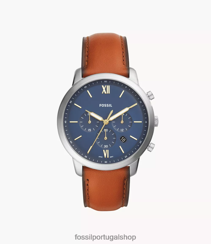Fossil homens relógio de couro cronógrafo neutro marrom assistir 40NJ6Z1431