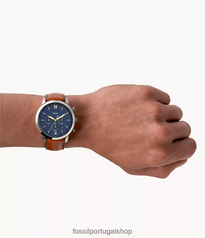 Fossil homens relógio de couro cronógrafo neutro marrom assistir 40NJ6Z1431